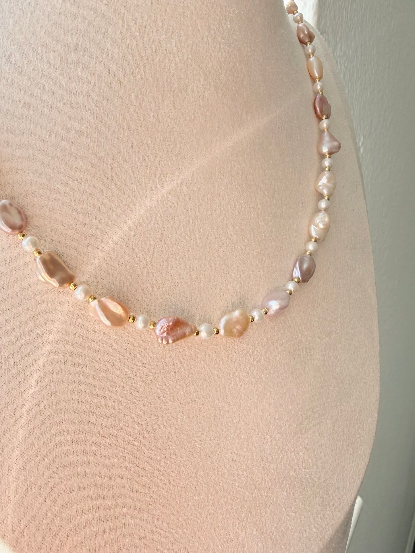 Peach Bloom Keshi Pearl Set