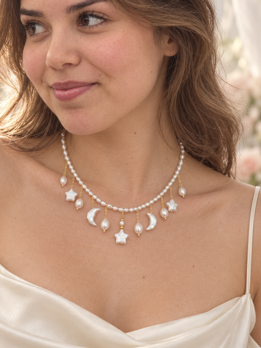 Celestial Charm Pearl Necklace