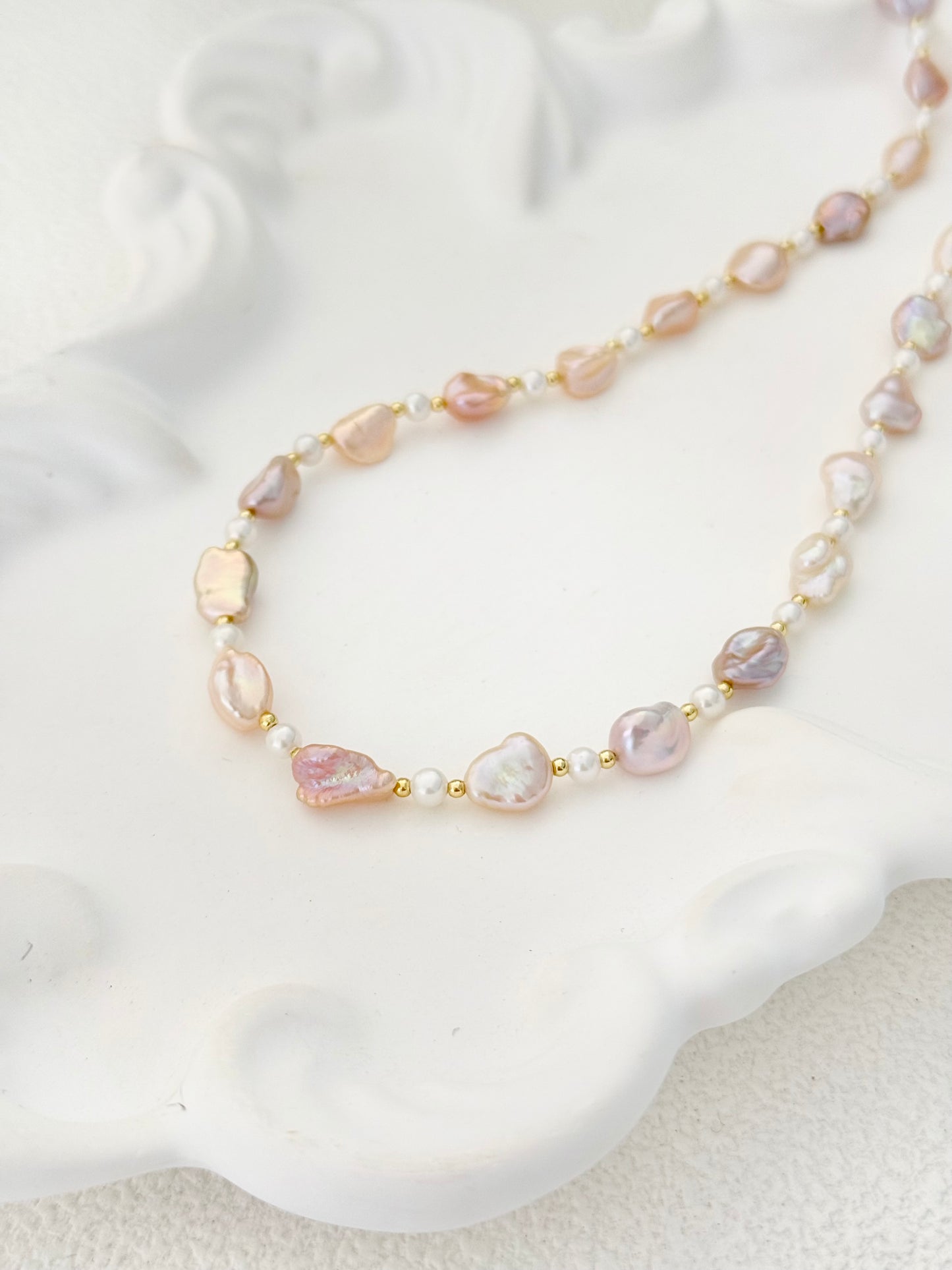 Peach Bloom Keshi Pearl Set