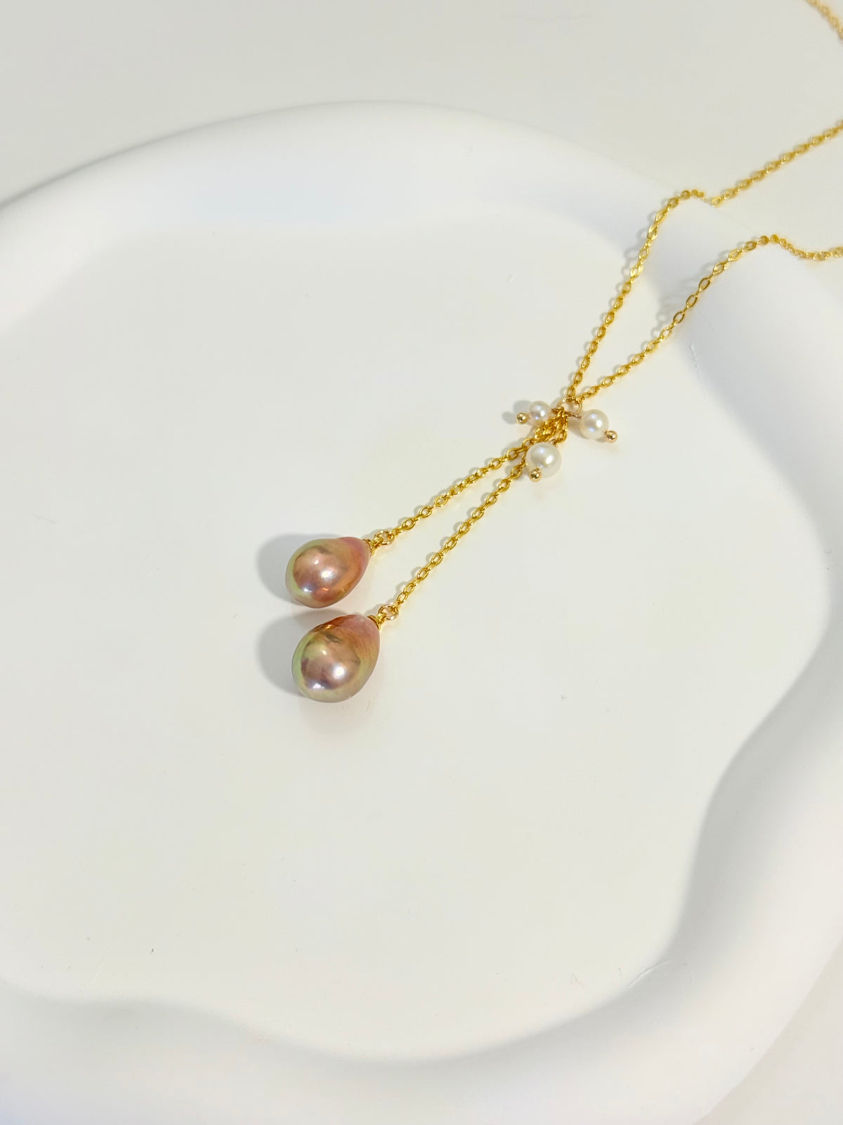 Iridescent Baroque Drop Pearls