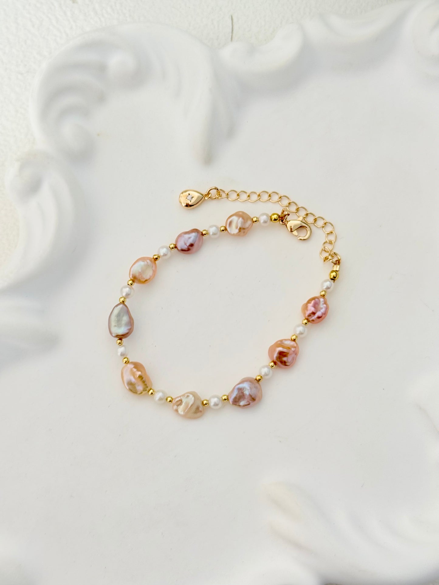 Peach Bloom Keshi Pearl Set